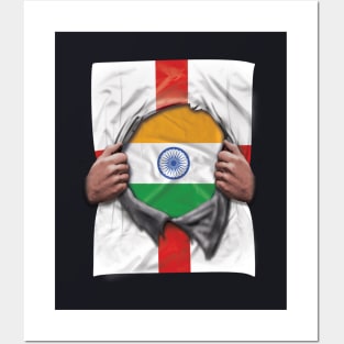 India Flag English Flag Ripped - Gift for Indian From India Posters and Art